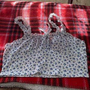 Floral Crop Top with Ruffled Straps